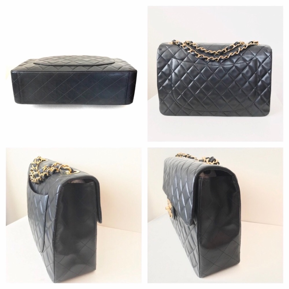 CHANEL Maxi XL Black Lambskin Single Flap 2.55 Bag - Picture 7 of 10